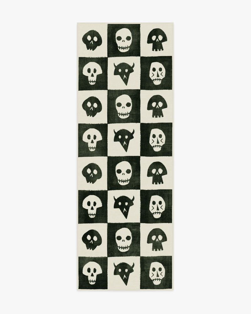 Grim Grins Black & Ivory Flatwoven Rug