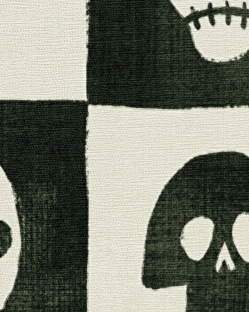 Grim Grins Black & Ivory Flatwoven Rug