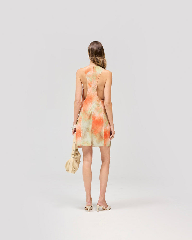 Illusion Mini Dress - Forest Print Orange