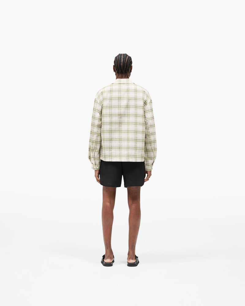 Sheer Long Sleeve Flannel Shirt - Green