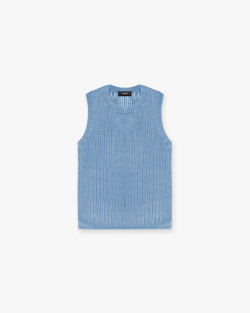 Washed Knit Vest - Sky Blue
