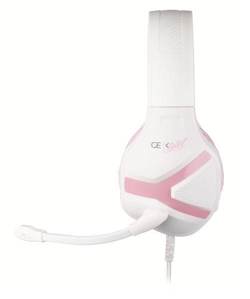 Konix Geek Girl Crystal Gaming Headset Blanc and Rose