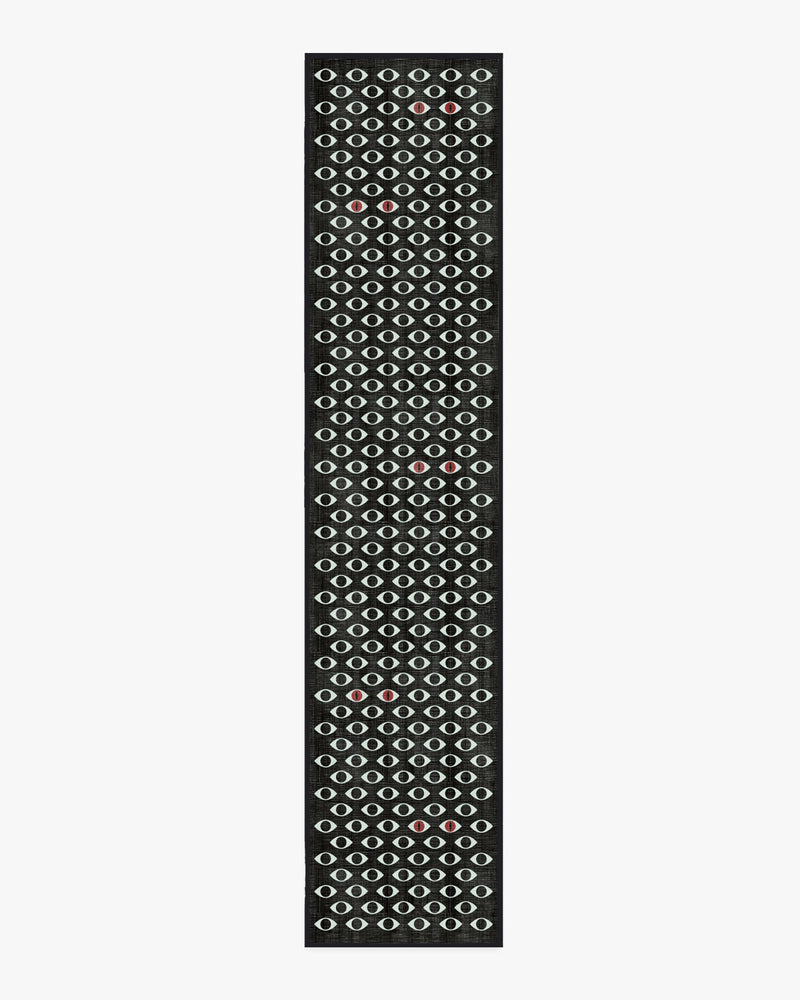 Monster Eyes Black & White Flatwoven Rug