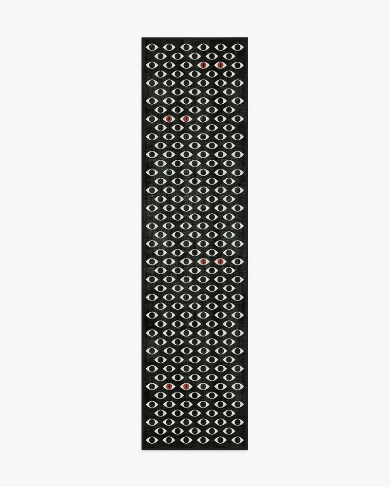 Monster Eyes Black & White Flatwoven Rug