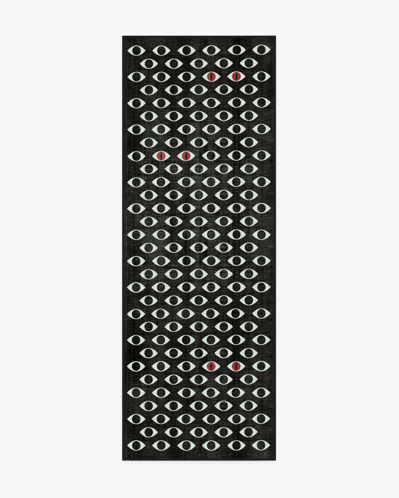 Monster Eyes Black & White Flatwoven Rug