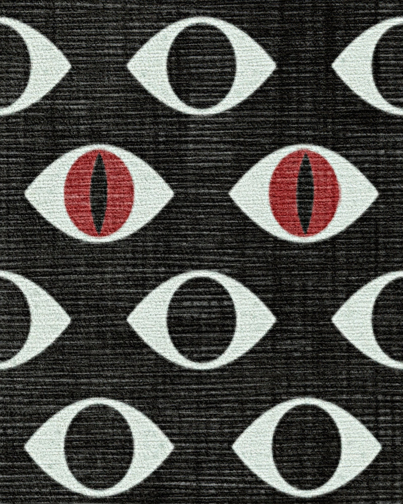 Monster Eyes Black & White Flatwoven Rug