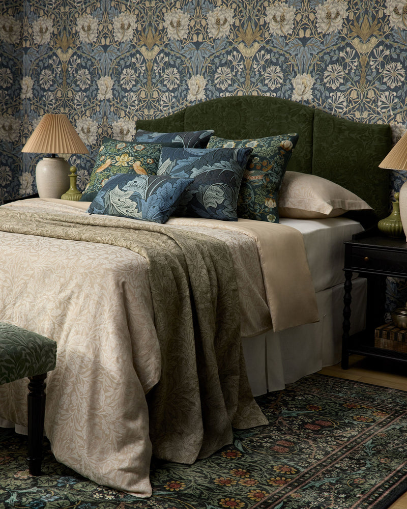Acanthus Dusk Blue Woven Throw Pillow by Morris & Co.
