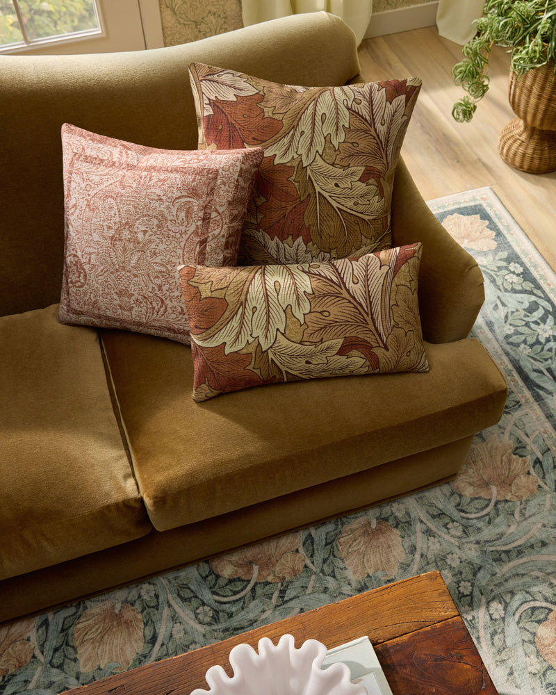 Acanthus Warm Neutral Woven Lumbar Throw Pillow by Morris & Co.