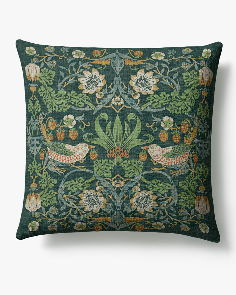 Strawberry Thief Slate Blue Woven Throw Pillow by Morris & Co.