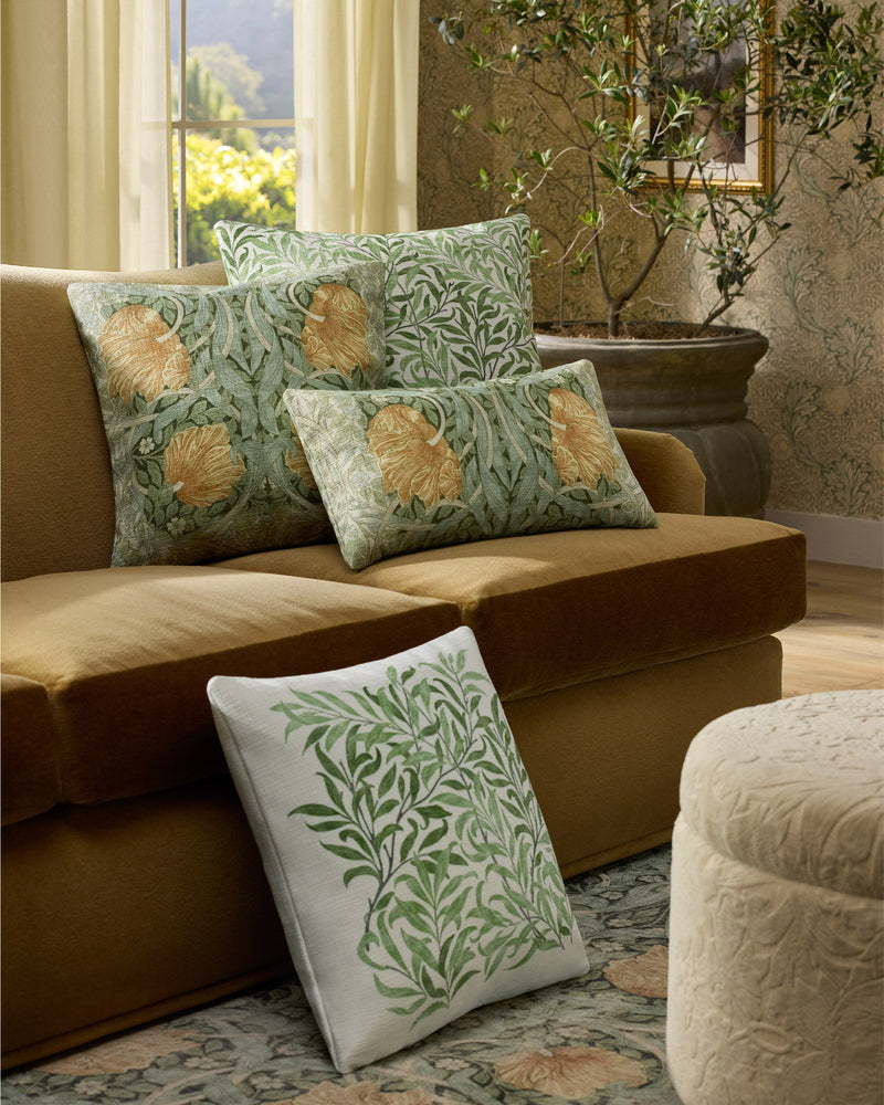 Willow Boughs Garden Sage Woven Throw Pillow by Morris & Co.