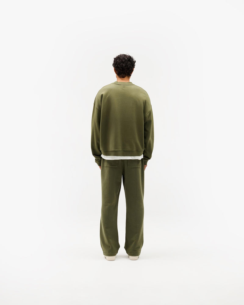 Initial Boxy Sweater - Army Green