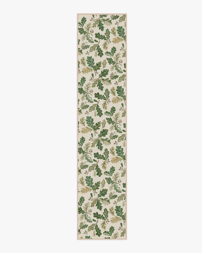 Oak Leaves Green Flatwoven Rug