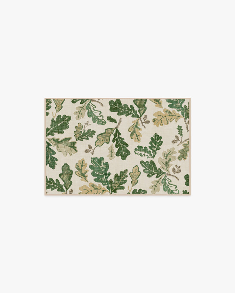 Oak Leaves Green Flatwoven Rug