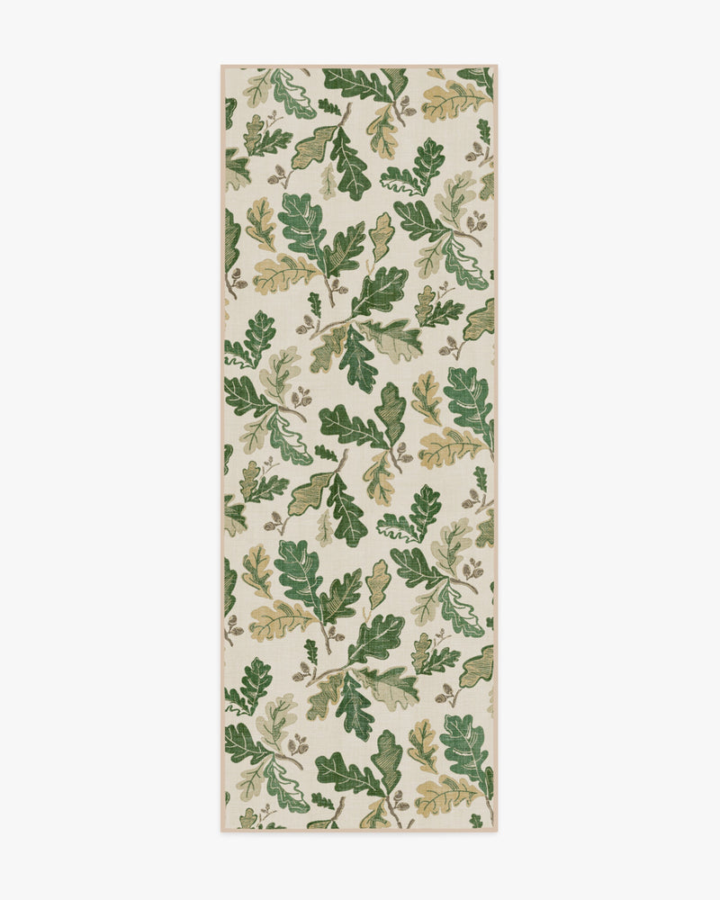 Oak Leaves Green Flatwoven Rug