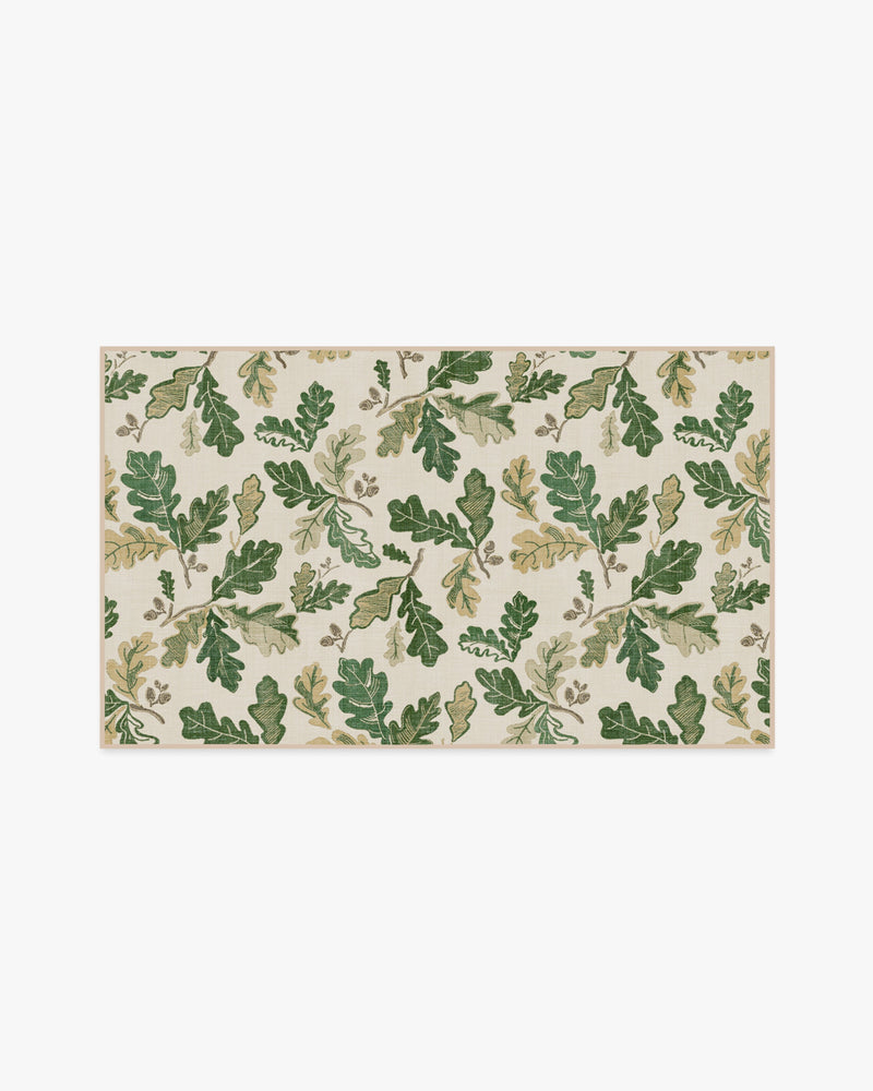 Oak Leaves Green Flatwoven Rug