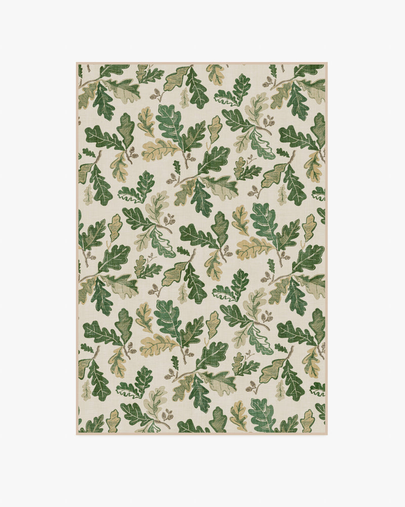 Oak Leaves Green Flatwoven Rug