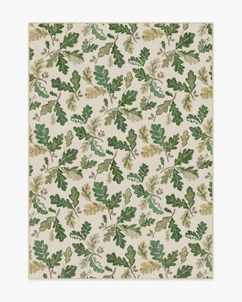 Oak Leaves Green Flatwoven Rug