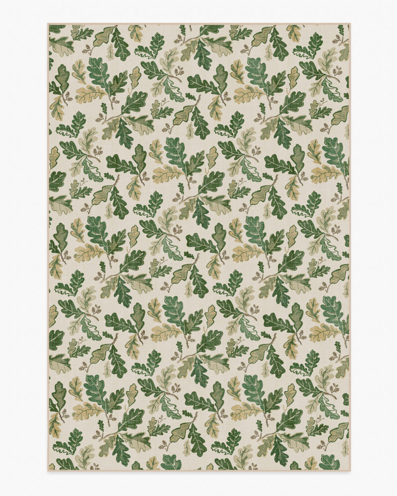 Oak Leaves Green Flatwoven Rug