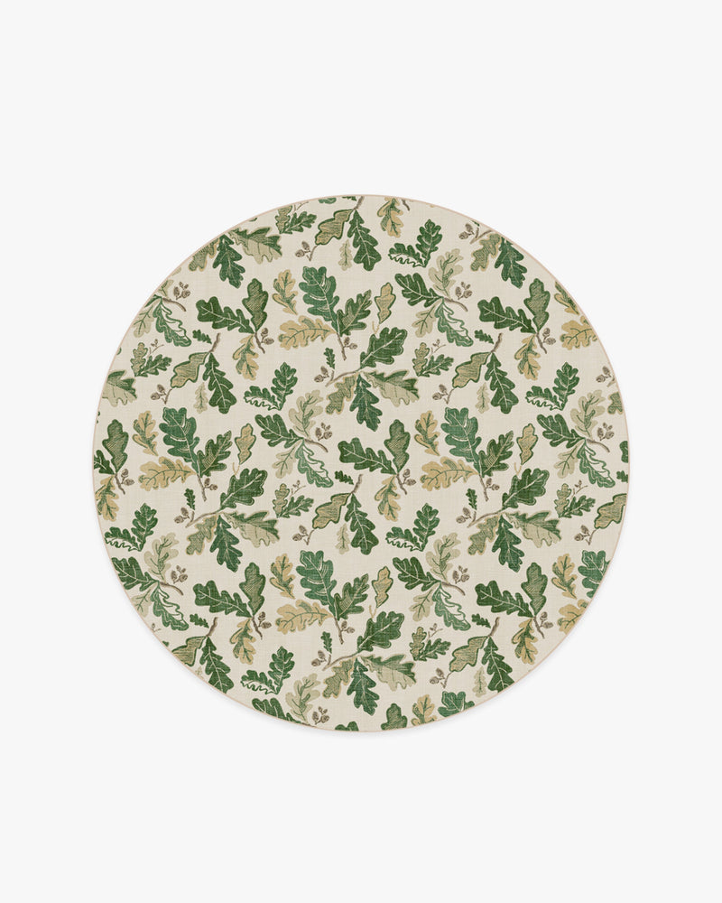 Oak Leaves Green Flatwoven Rug
