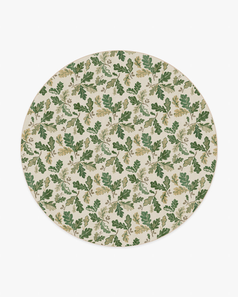 Oak Leaves Green Flatwoven Rug