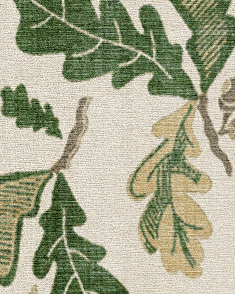 Oak Leaves Green Flatwoven Rug