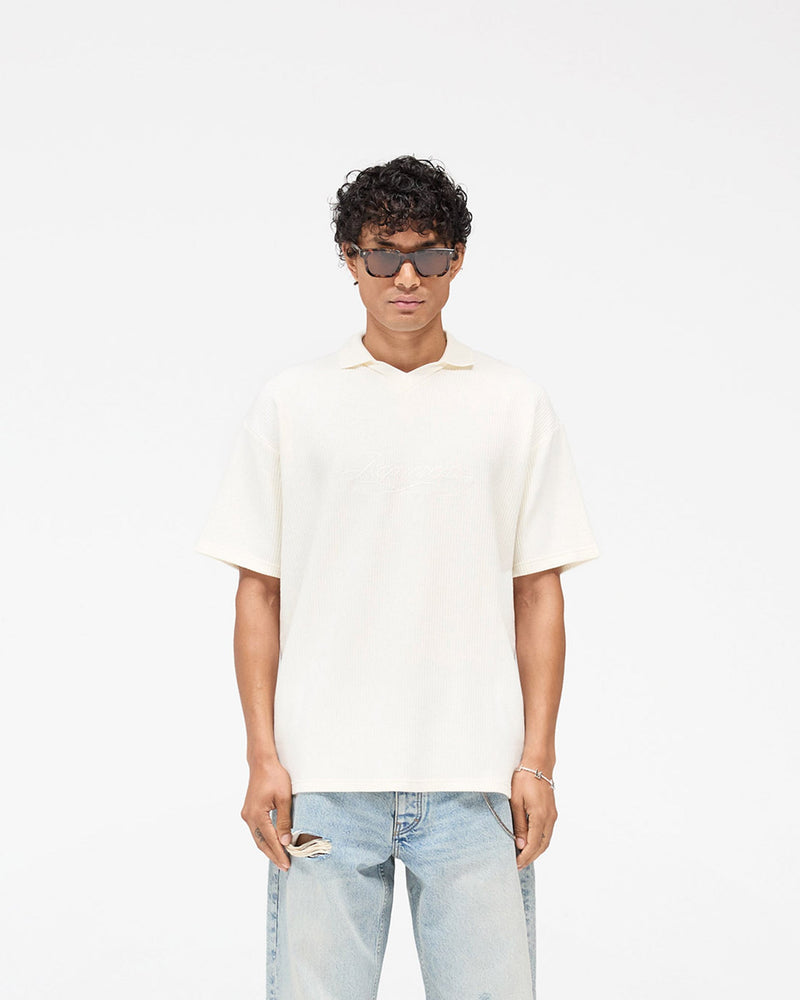 Ribbed Polo - Aged White