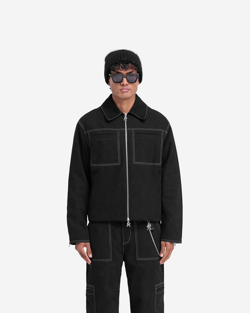 Contrast Stitch Smart Jacket - Jet Black