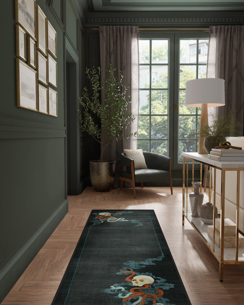 Serpentine Charcoal Flatwoven Rug