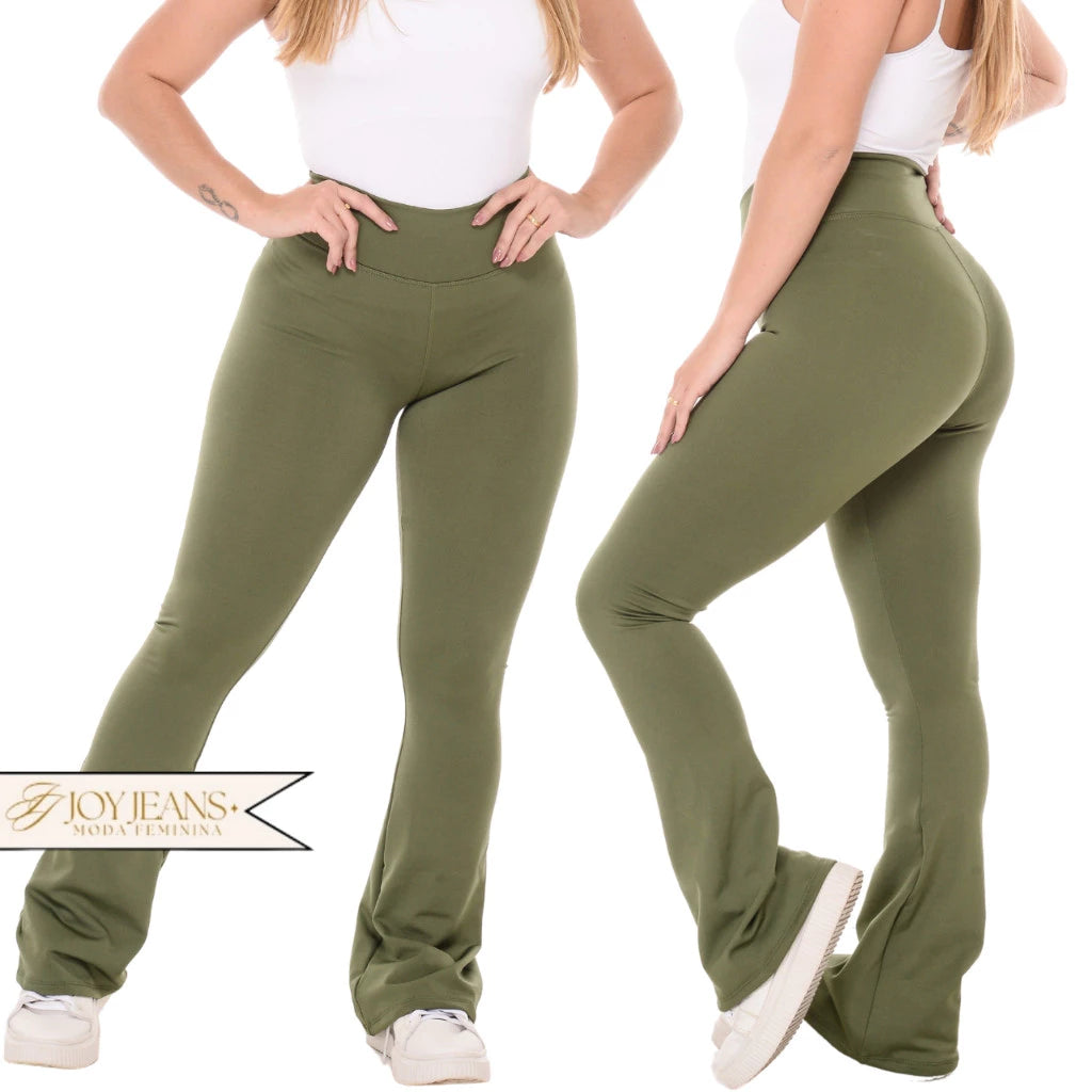 Calça Legging Flare Flanelada Leg Boca De Sino Bailarina