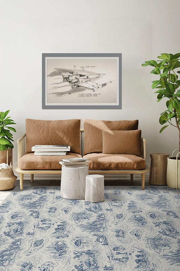Star Wars Toile Blue Flatwoven Rug