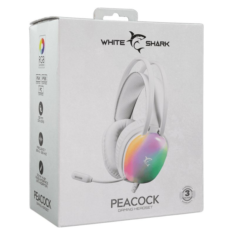 White Shark Peacock - Wired Gaming Headset (White)