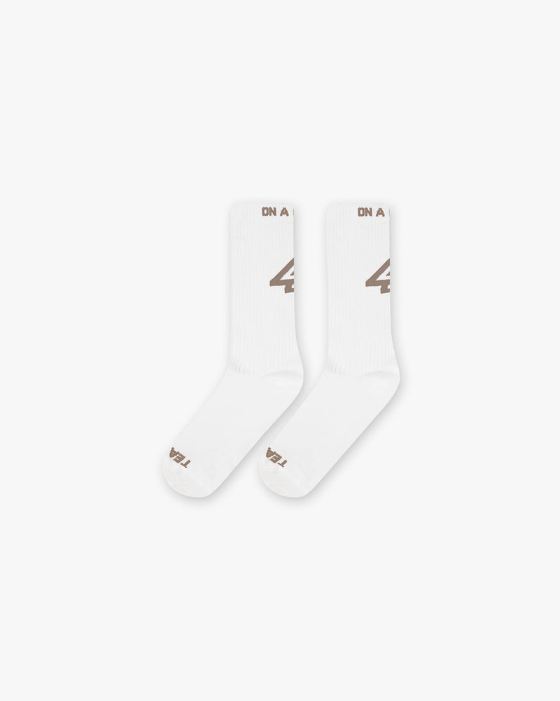 247 Logo Socks - Flat White